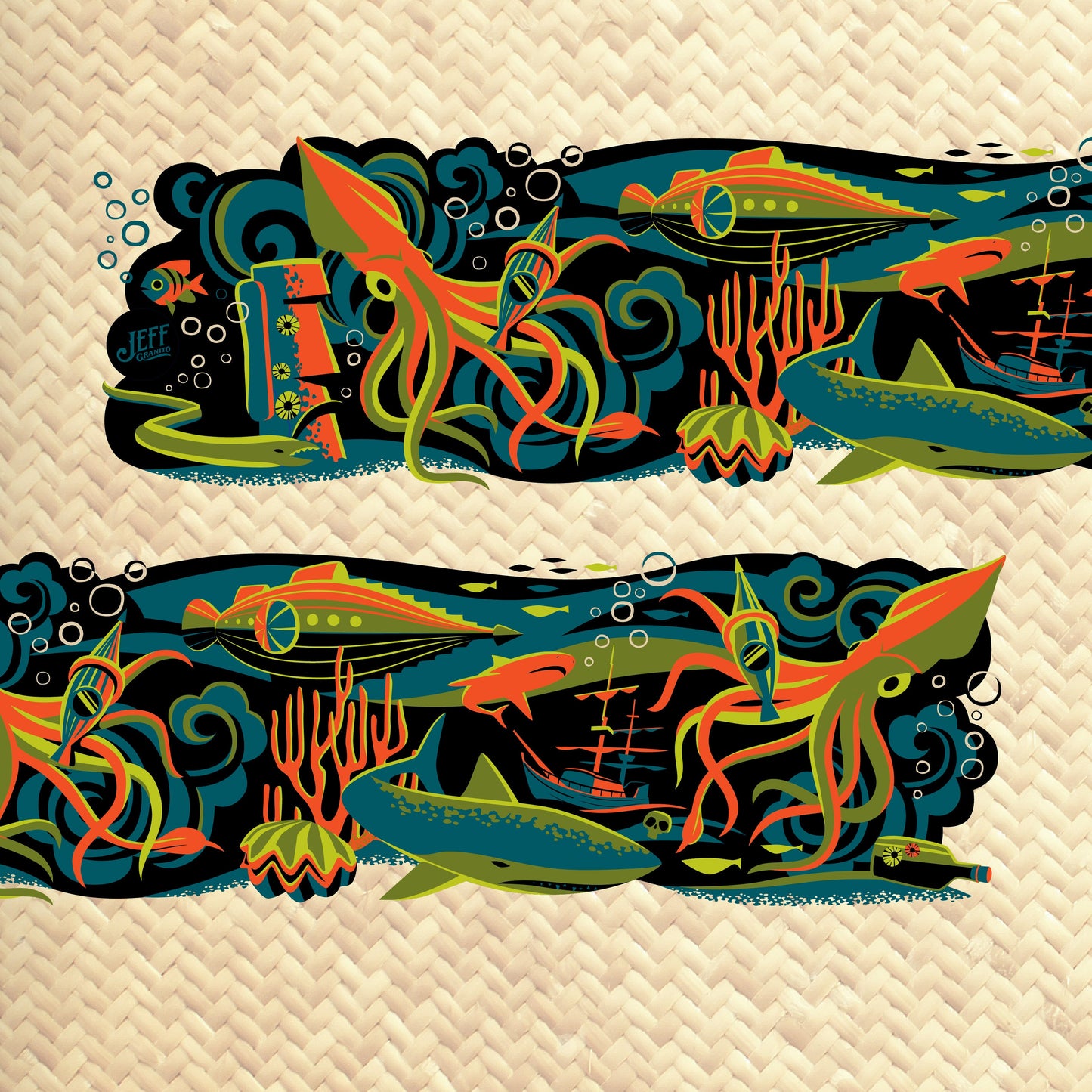 Jeff Granito's '20,000 Fears Under The Sea' Mai Tai Cocktail Glass (1) - Ready to Ship!