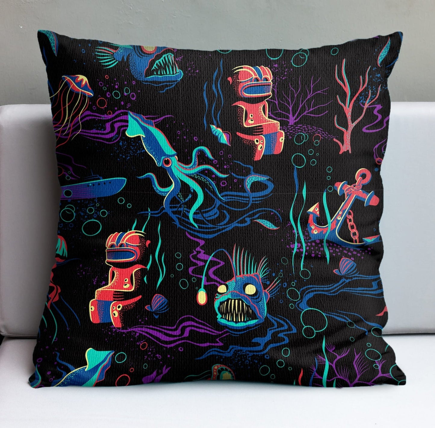 Jeff Granito's 'Dwellers of the Deep' Pillow Cover - Ready to Ship! (FREE SHIPPING in U.S.)