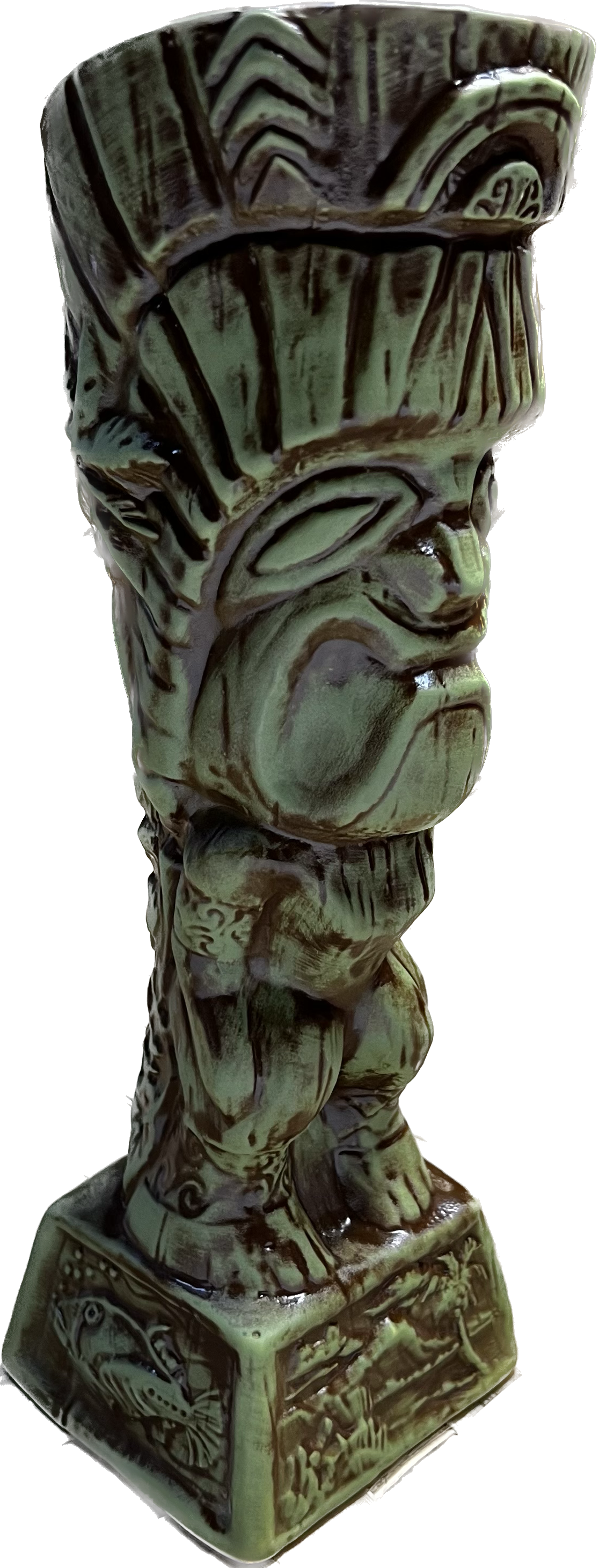 Journey to Hawaii Tiki Mug - Jungle Relic Green Limited Edition of 300, designed by Lost Tiki, Jeff Granito, Thor, and sculpted by Thor - Ready to Ship! (FREE SHIPPING in U.S.)