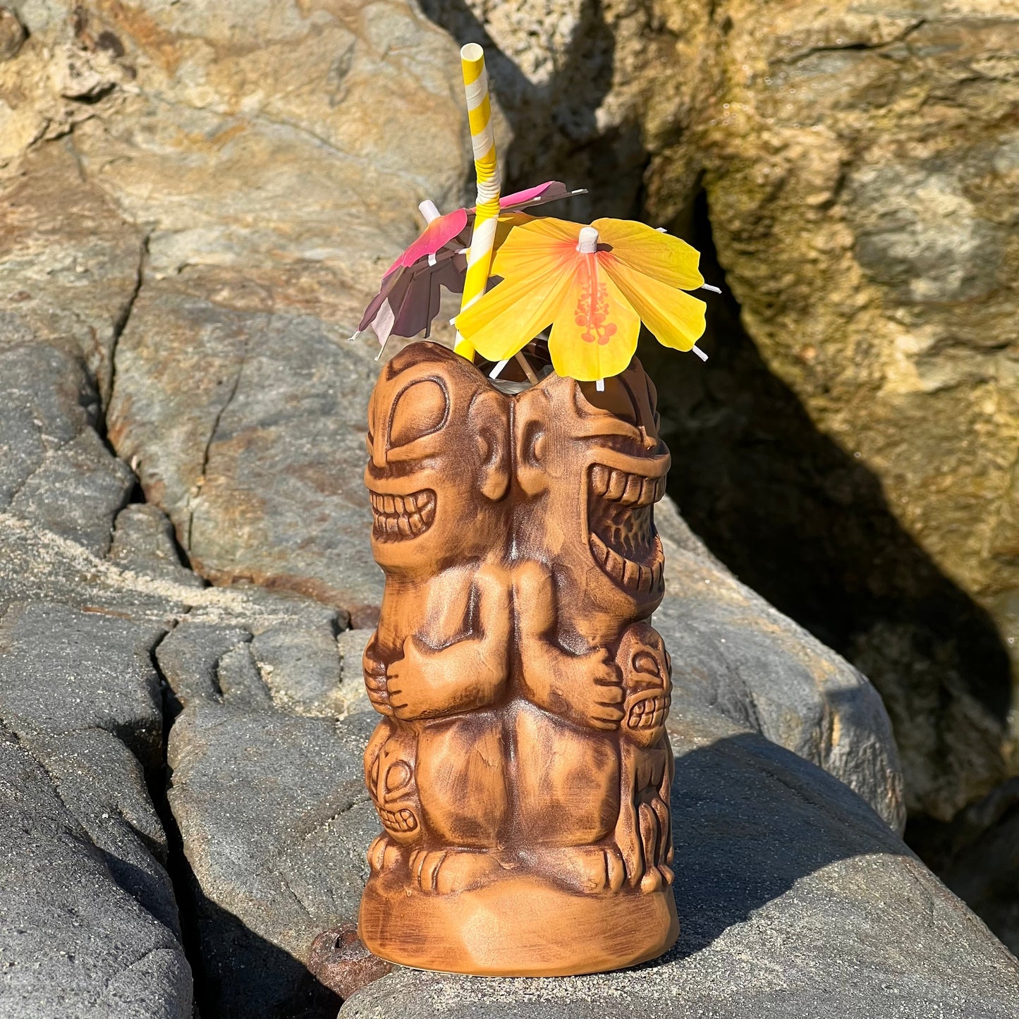 Tahitian Trio Tiki Mug, designed by TikiLand and sculpted by Thor - Ready to Ship! (FREE SHIPPING in U.S.)