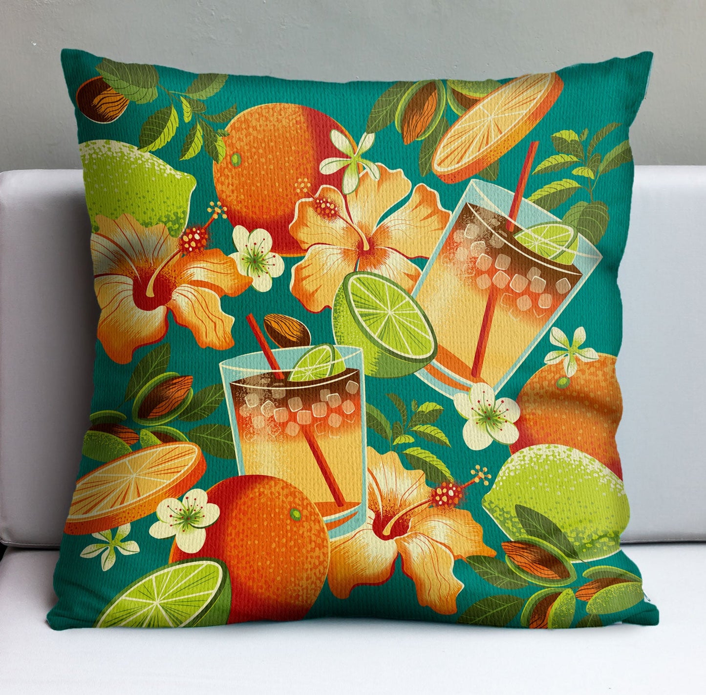 Jeff Granito's 'Mai Tai Floral' Pillow Cover - Ready to Ship! (FREE SHIPPING in U.S.)