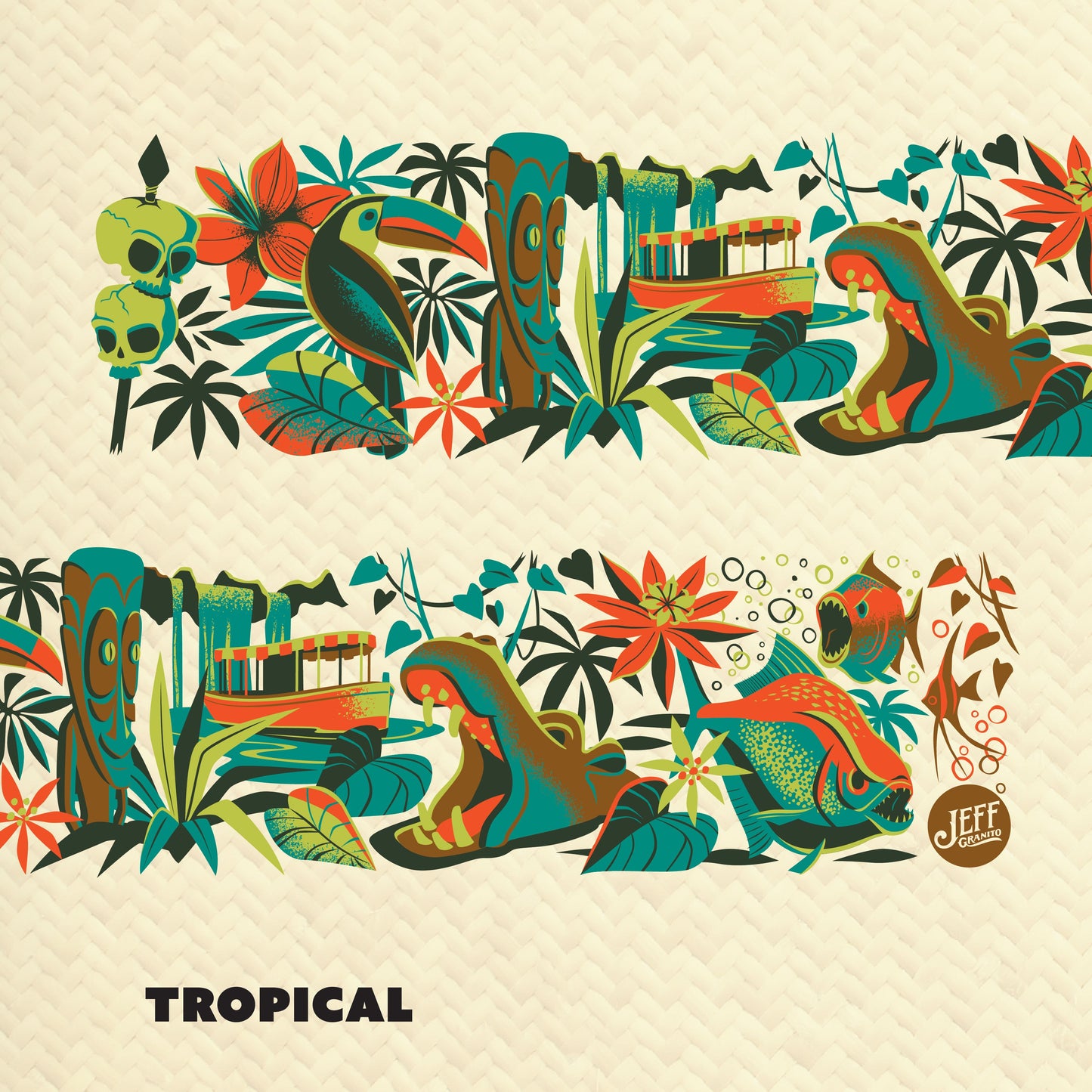 Jeff Granito's 'Piranha River Cruise' Mai Tai Cocktail Glass (1) - Ready to Ship!