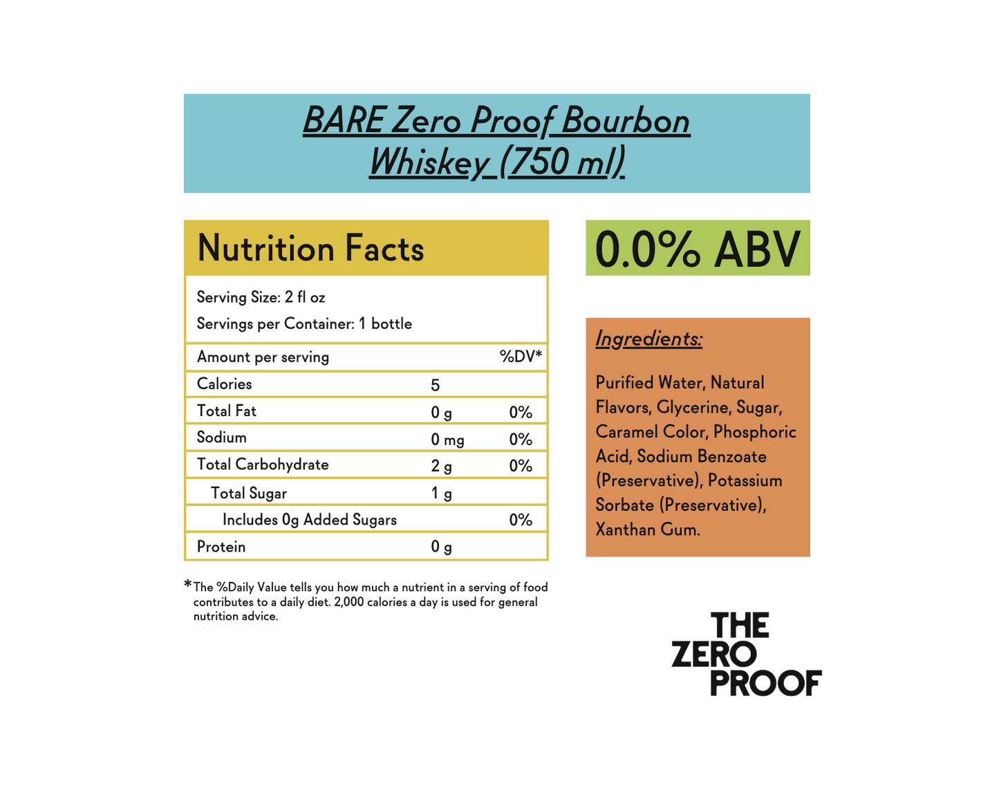 BARE Zero Proof Bourbon Whiskey (750 ml)