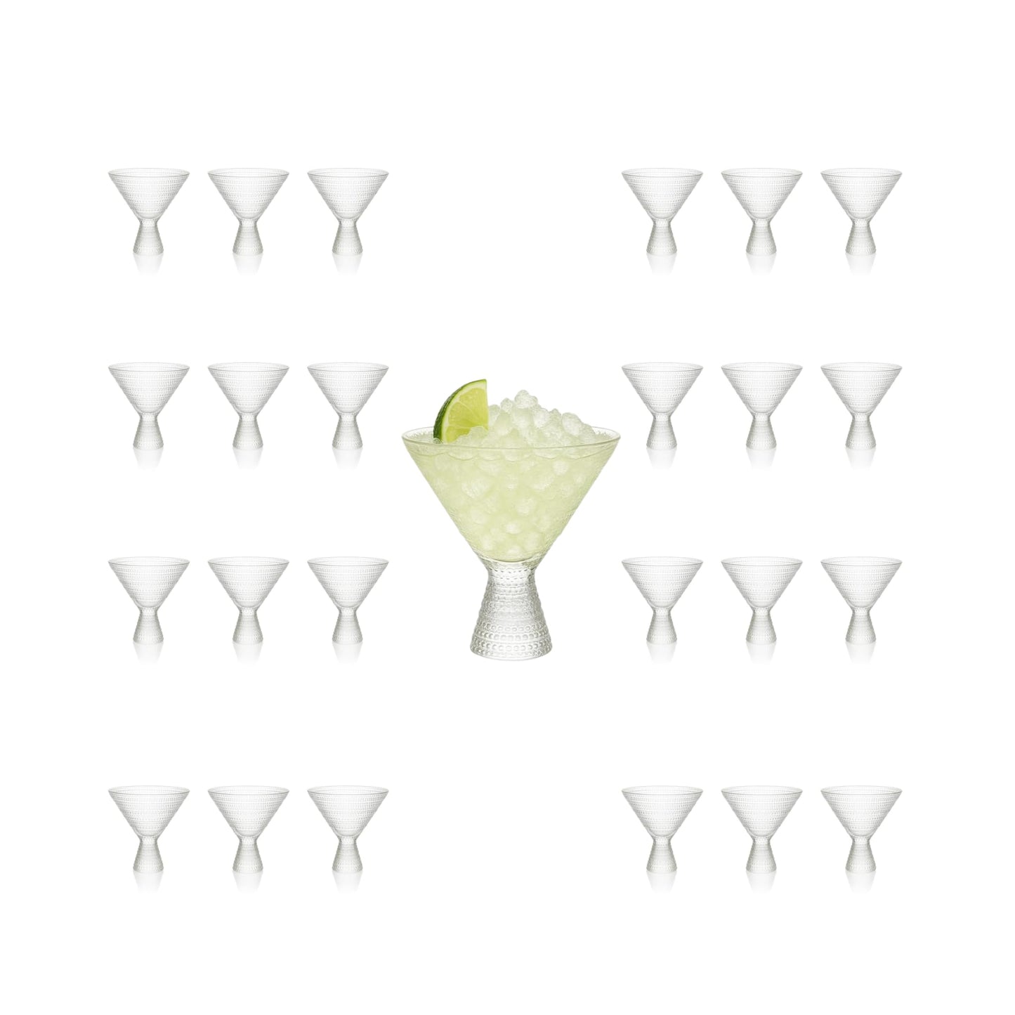 Lemonsoda - Clear Hobnail Martini Glasses - Embossed Martini Glasses - 9oz