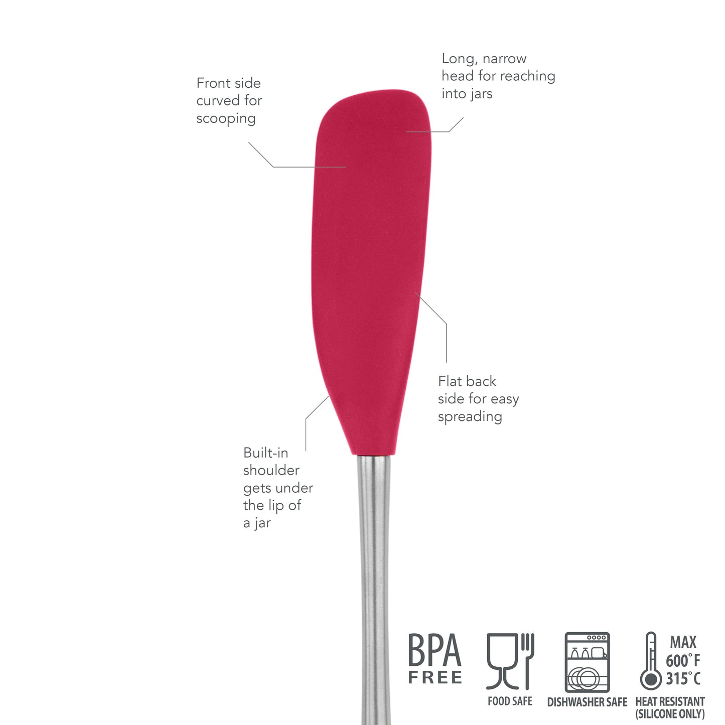 Flex-Core® Silicone and Stainless Steel Jar Scraper