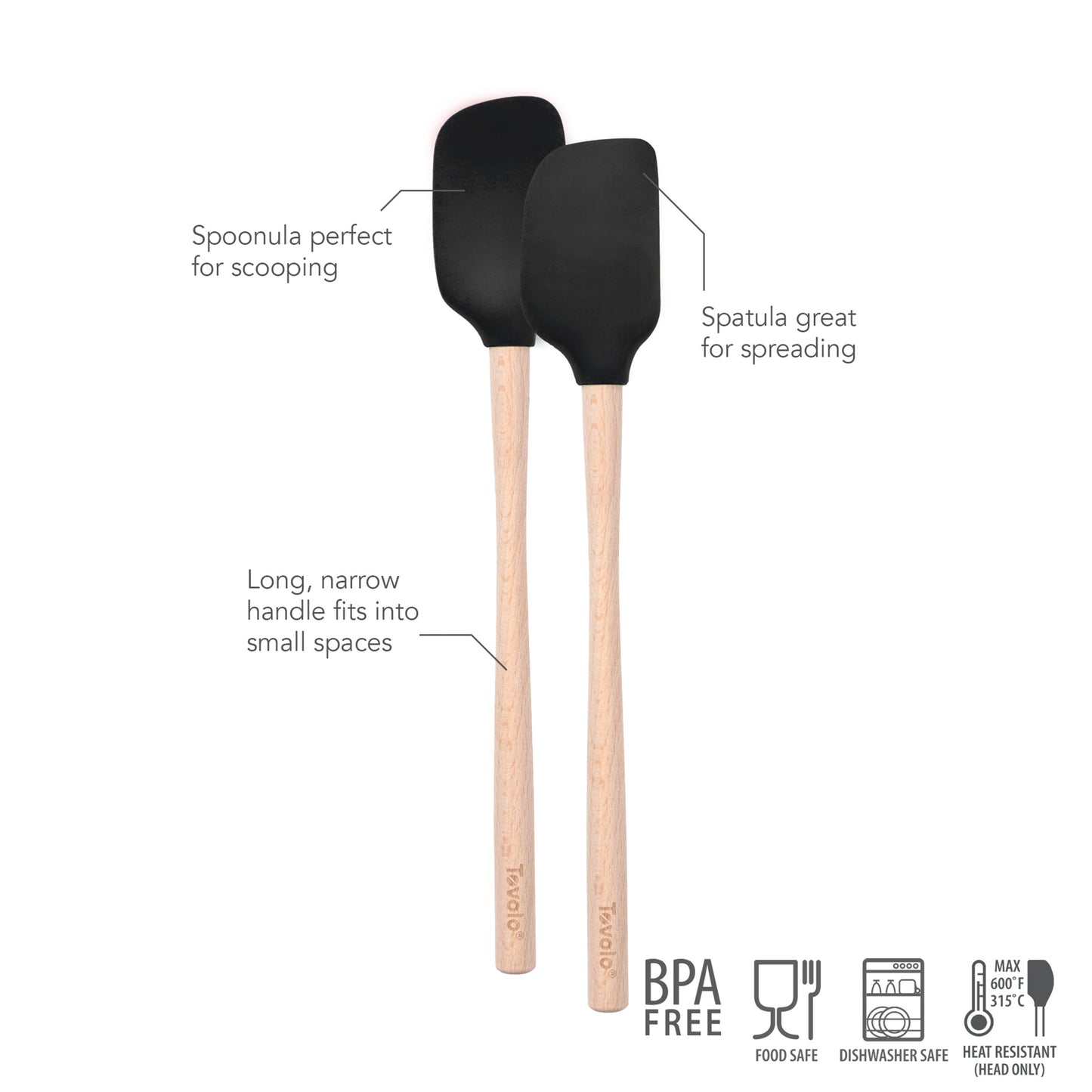 Flex-Core® Mini Spatula + Spoonula with Wood Handle