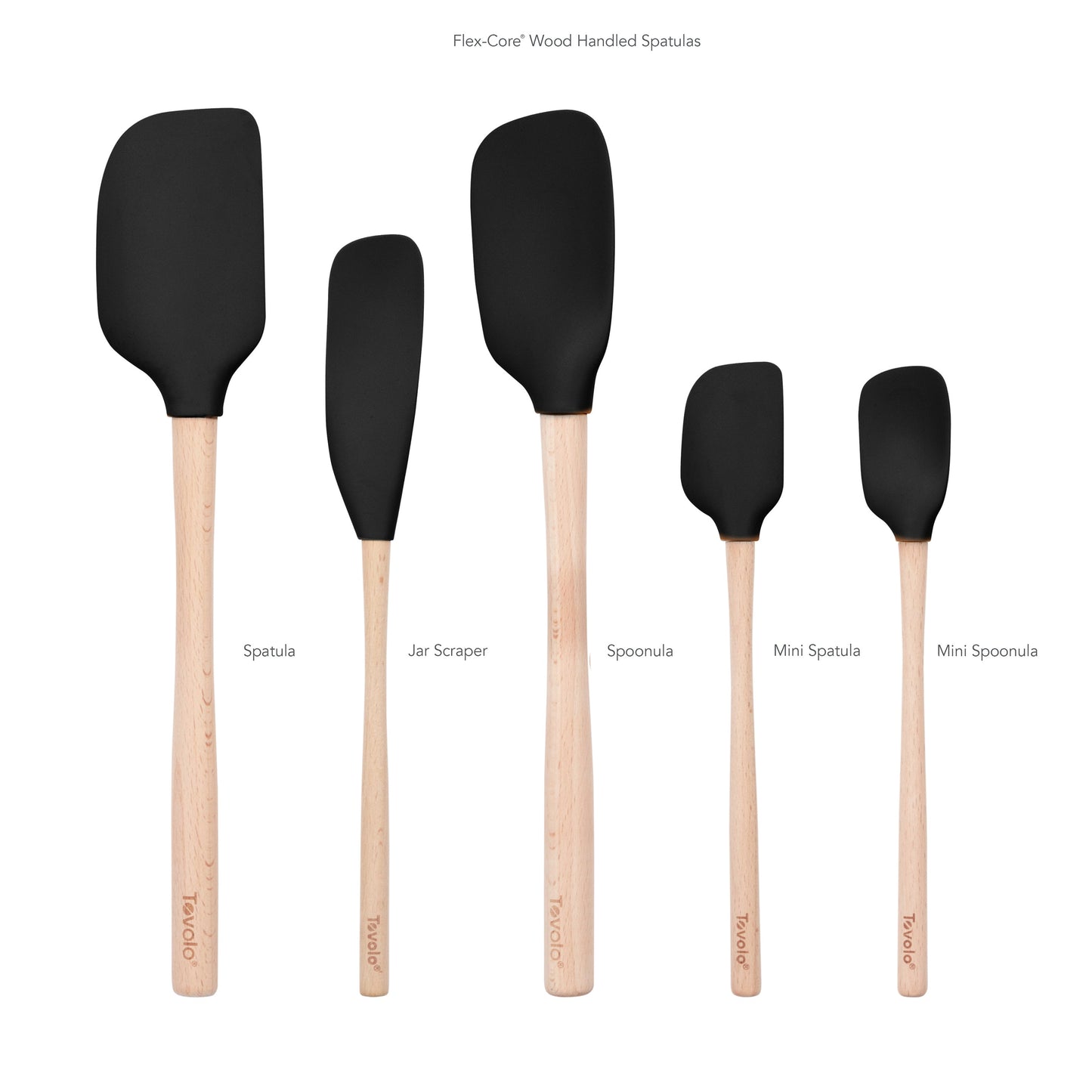 Flex-Core® Silicone and Wood Spatulas - Set of 5