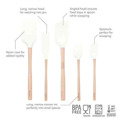 Flex-Core® Silicone and Wood Spatulas - Set of 5