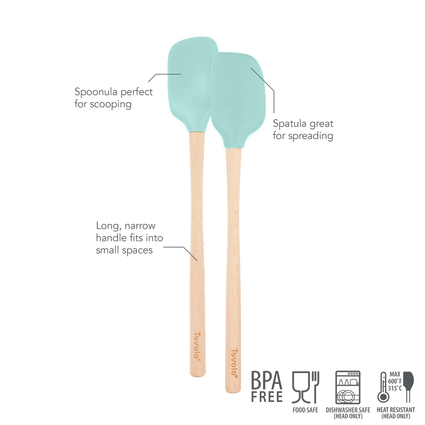 Flex-Core® Mini Spatula + Spoonula with Wood Handle