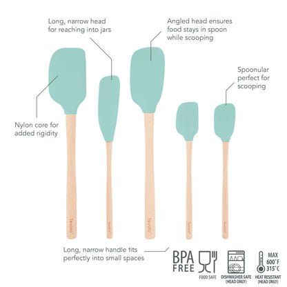 Flex-Core® Silicone and Wood Spatulas - Set of 5