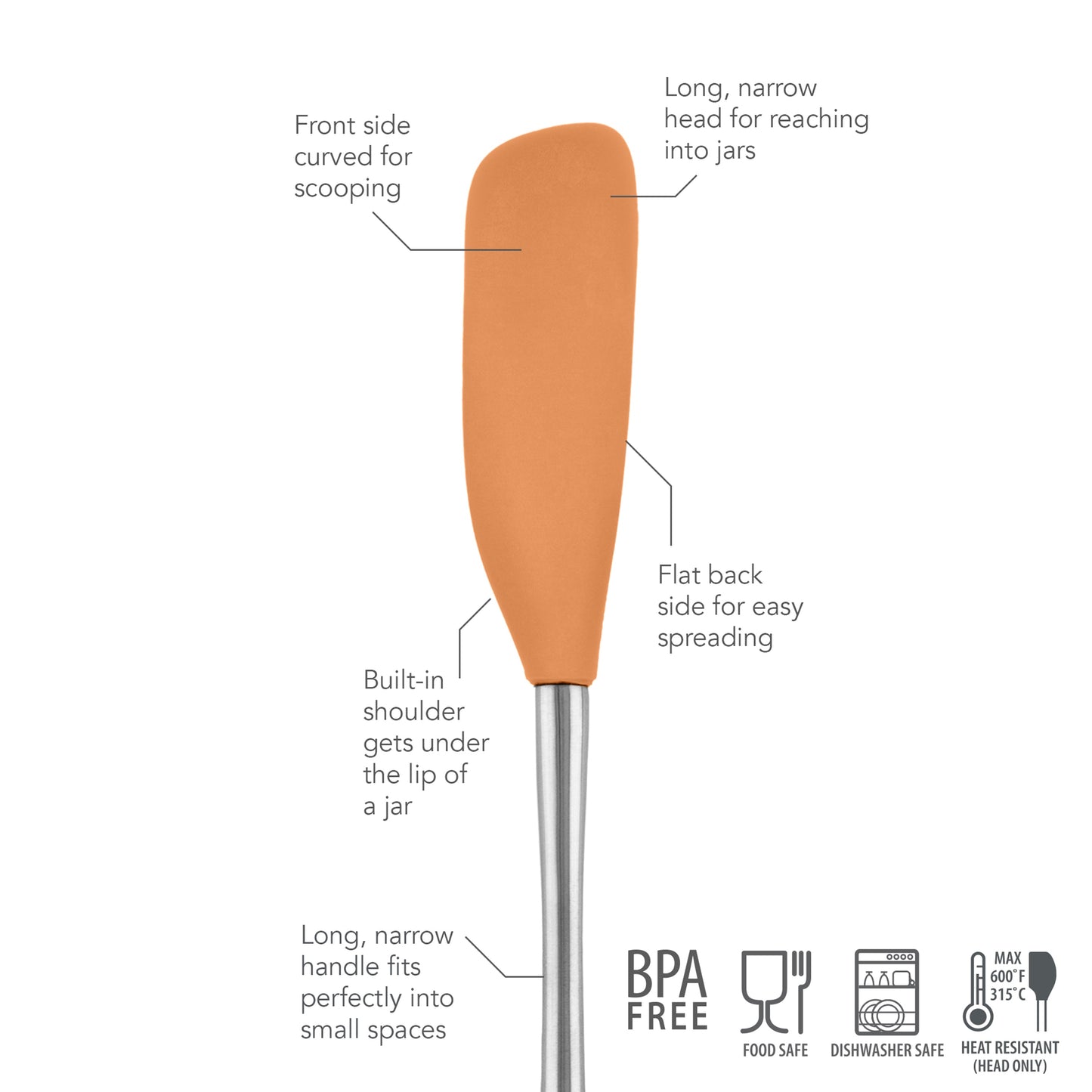 Flex-Core® Silicone and Stainless Steel Jar Scraper