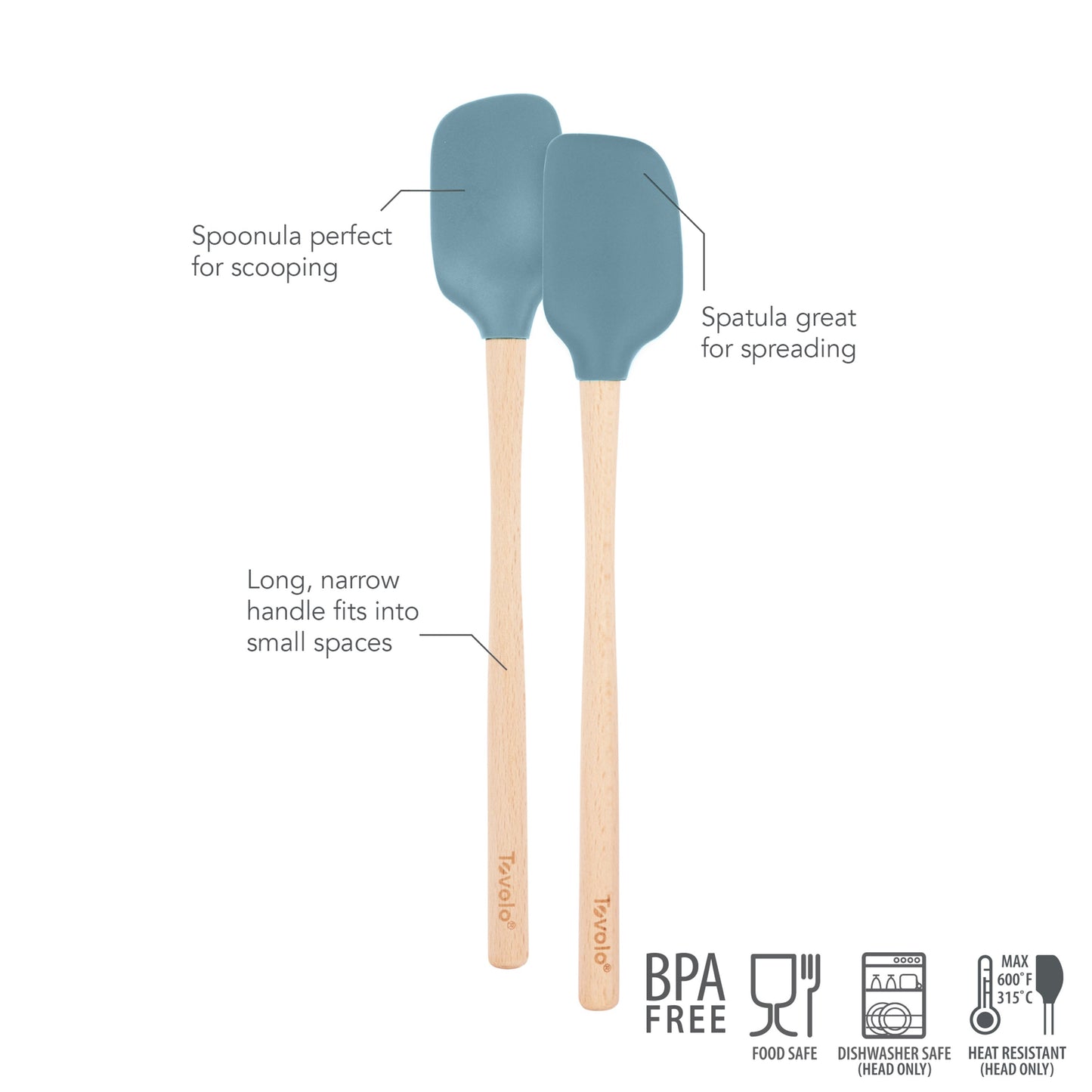 Flex-Core® Mini Spatula + Spoonula with Wood Handle