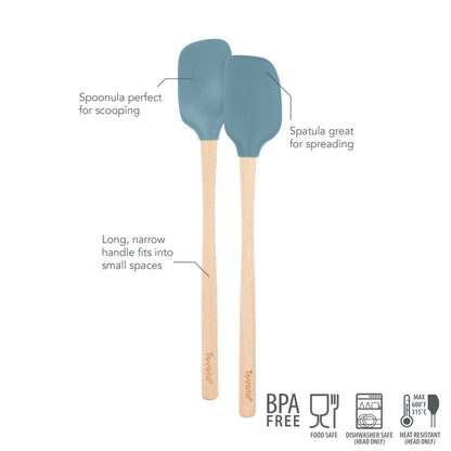 Flex-Core® Mini Spatula + Spoonula with Wood Handle