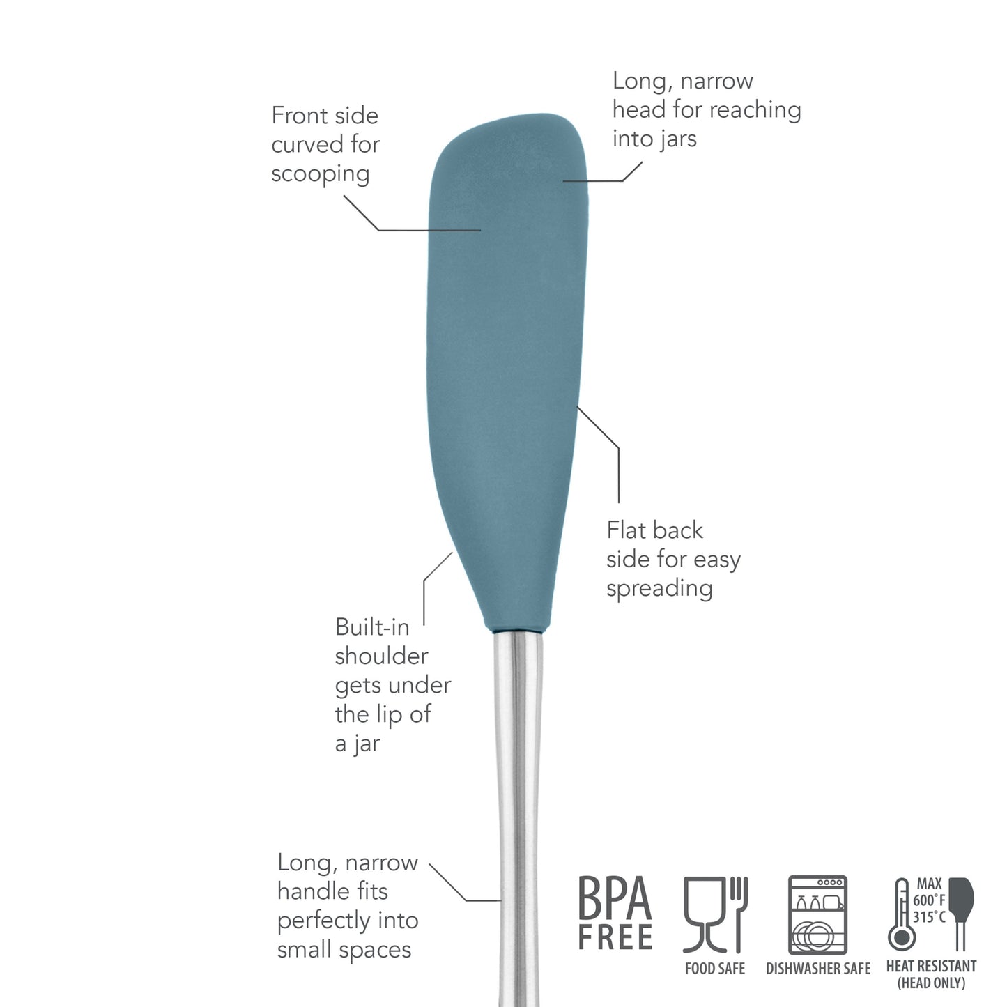 Flex-Core® Silicone and Stainless Steel Jar Scraper
