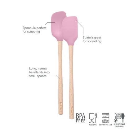 Flex-Core® Mini Spatula + Spoonula with Wood Handle