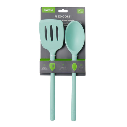 Flex-Core® Silicone Slotted Turner + Deep Solid Spoon