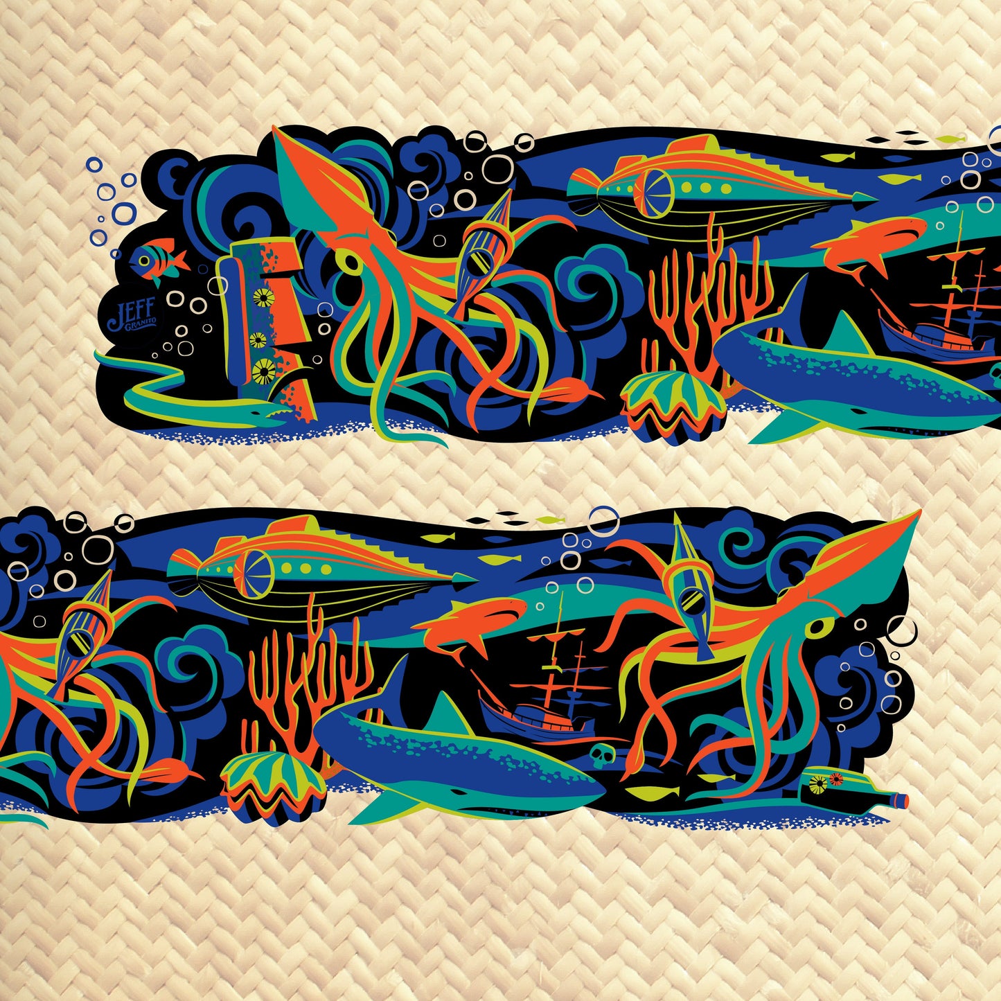 Jeff Granito's '20,000 Fears Under The Sea' Mai Tai Cocktail Glass (1) - Ready to Ship!