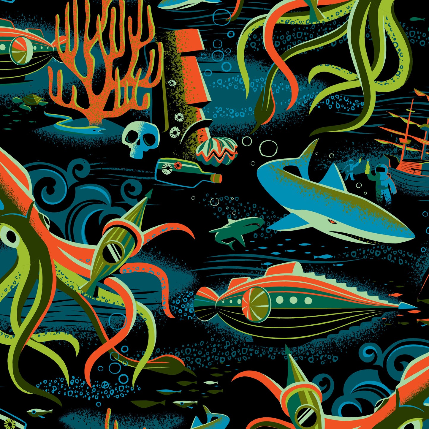 Jeff Granito's '20,000 Fears Under the Sea' Unisex Pajama Pants - Ready to Ship!