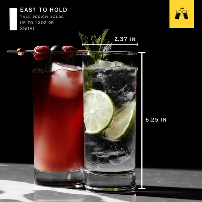 Lemonsoda - Highball Glasses Heavy Base Tom Collins Glasses - 12/15-Ounce Cups