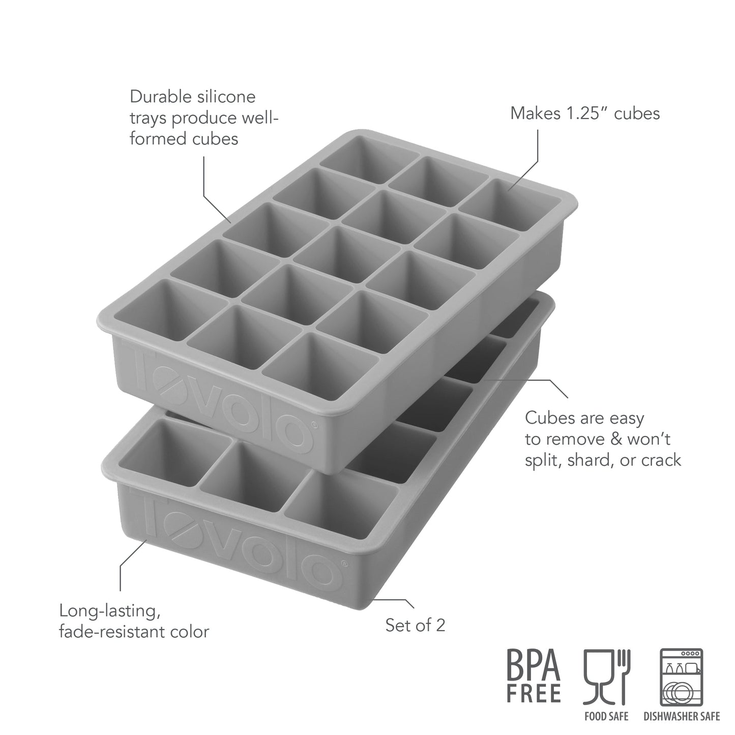 Perfect Cube Silicone Ice Molds - Set of 2