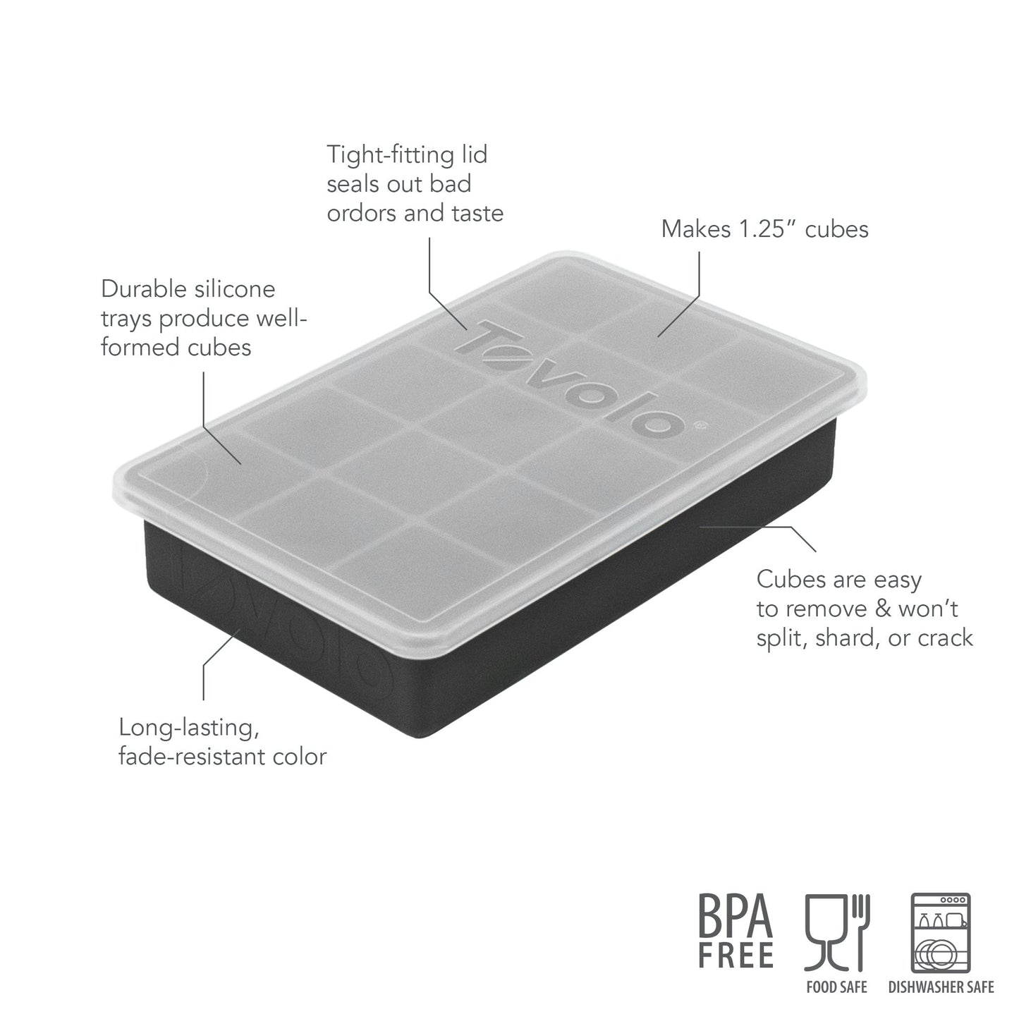 Tovolo Perfect Cube Silicone Ice Mold with Lid