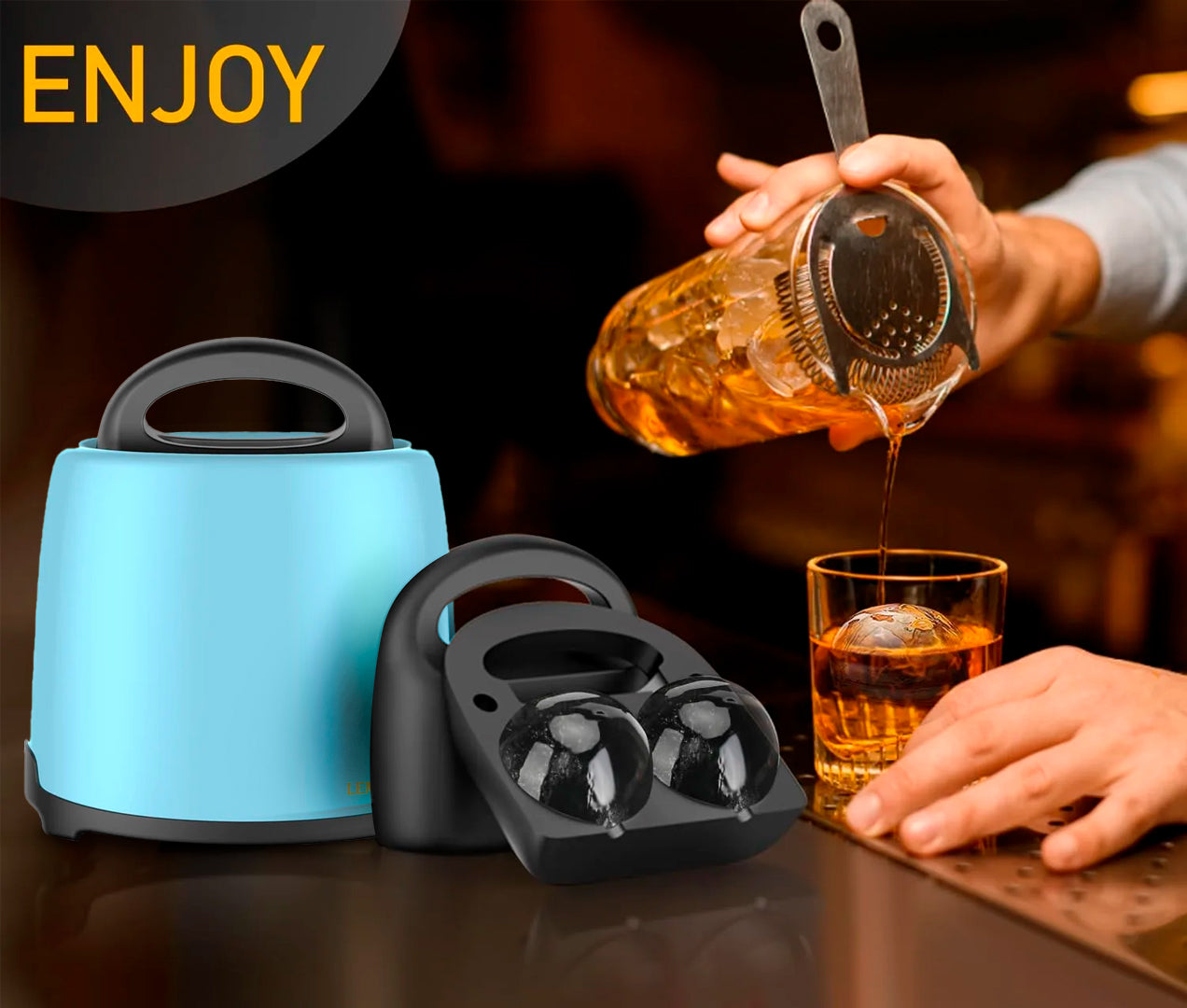 Lemonsoda - Crystal Clear Round Ice Maker - 2  2.5" Clear Ice Cubes