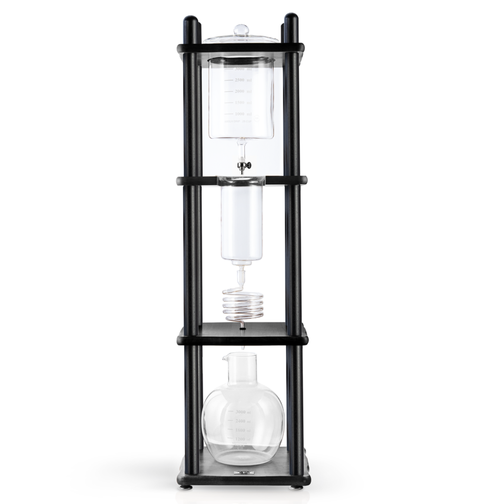 Yama Glass Cold Brew Tower – Black Straight Frame – 25 Cup (100 oz)