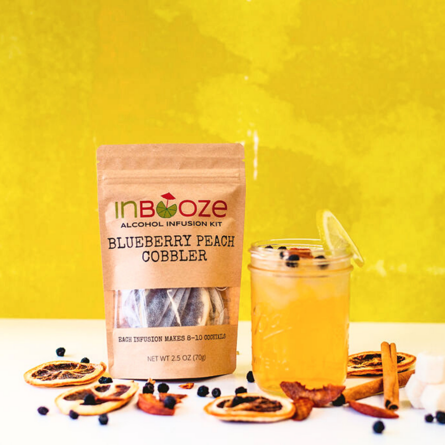 Blueberry Peach Cobbler Alcohol Infusion Cocktail or Mocktail Kit