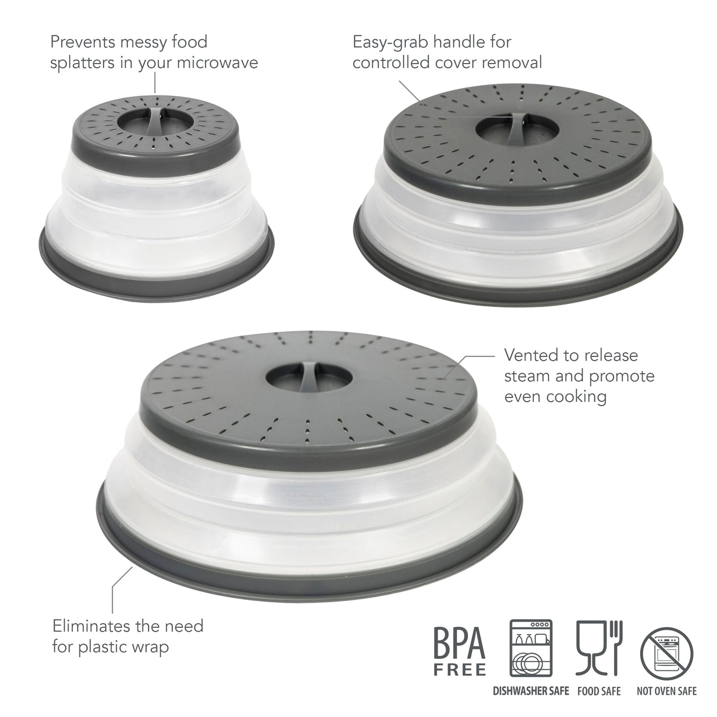 Collapsible Microwave Food Cover - Set of 3