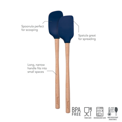 Flex-Core® Mini Spatula + Spoonula with Wood Handle
