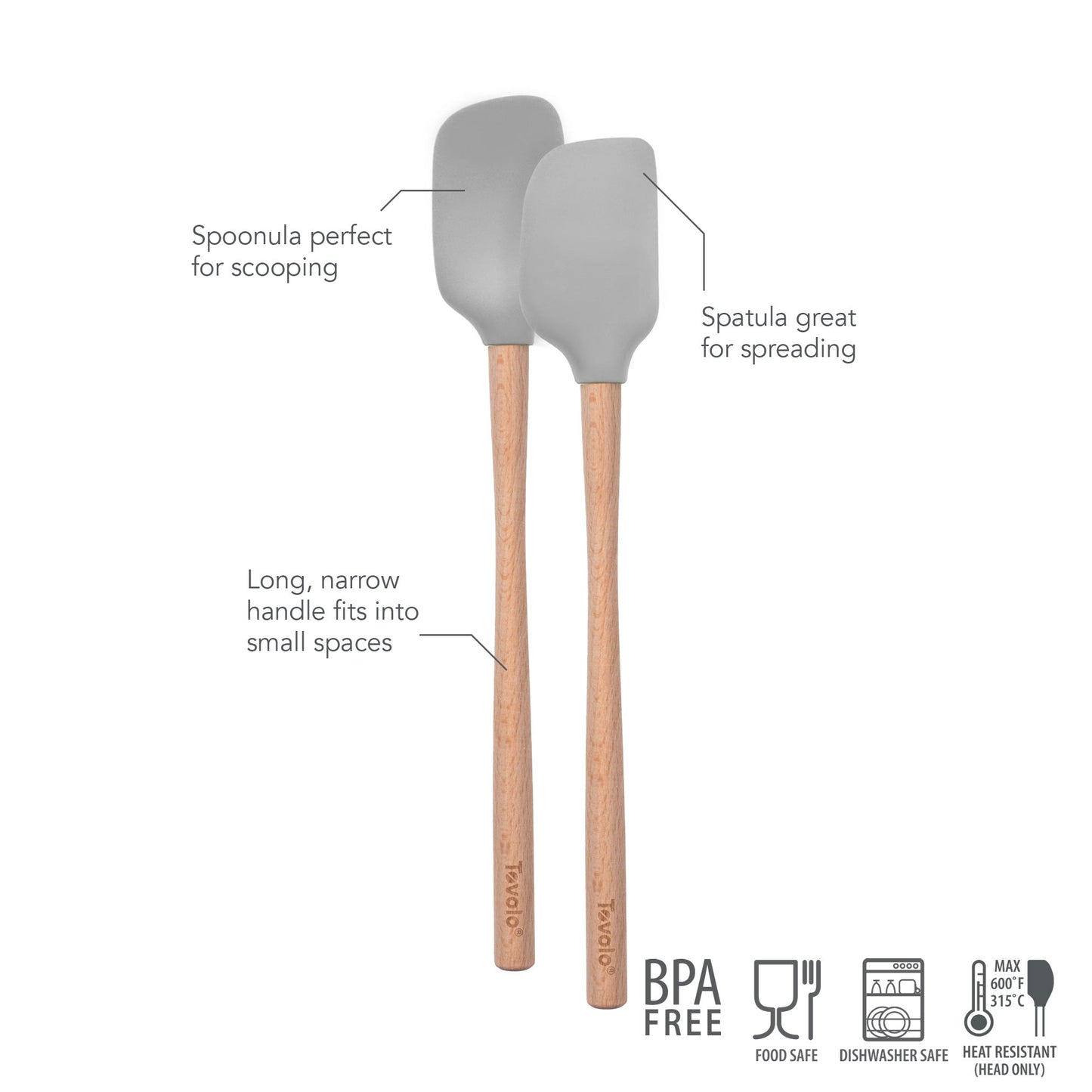 Flex-Core® Mini Spatula + Spoonula with Wood Handle