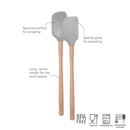 Flex-Core® Mini Spatula + Spoonula with Wood Handle