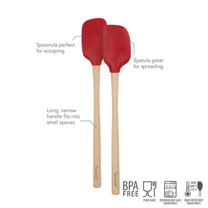 Flex-Core® Mini Spatula + Spoonula with Wood Handle