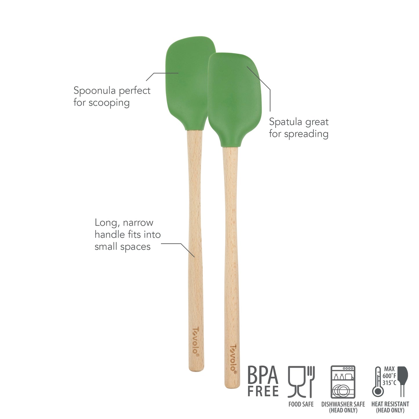 Flex-Core® Mini Spatula + Spoonula with Wood Handle