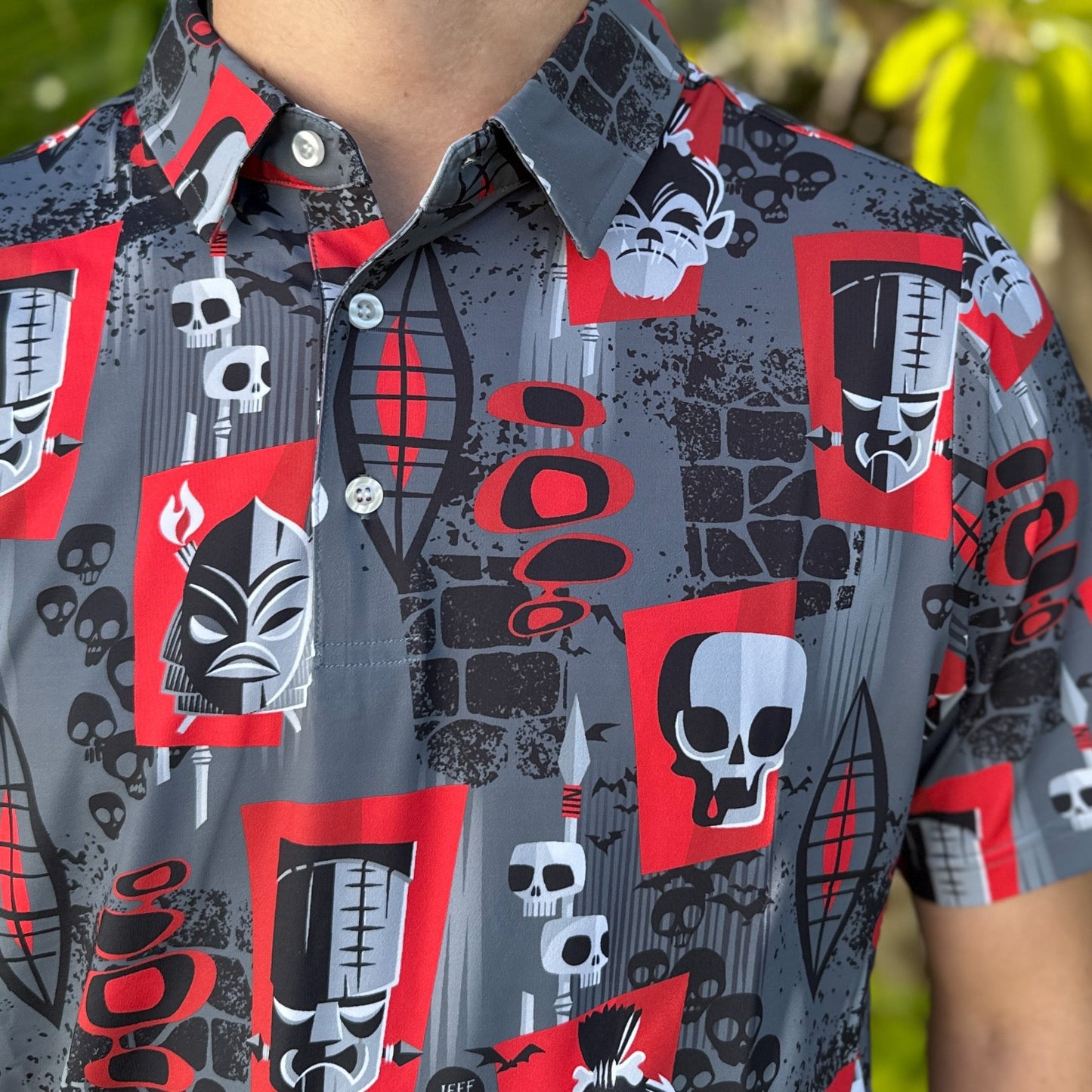 Jeff Granito's 'Monster Mashup' Men's Performance Golf Polo - Ready to Ship! (FREE SHIPPING in U.S.)
