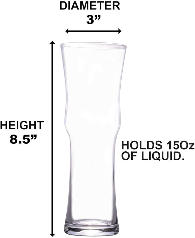 Lemonsoda - Tall Napoli Hurricane Cocktail Glasses - Handcrafted Cocktail Glass Set (15oz)