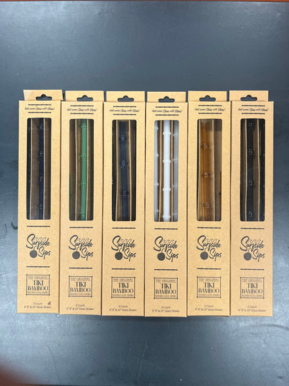 Surfside Sips Set of 3 “Tiki Bamboo” Glass Straw