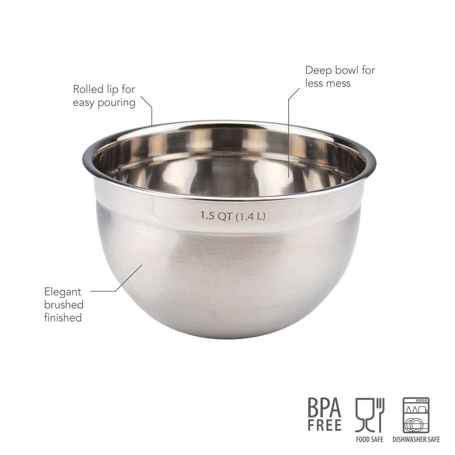 Stainless Steel Mixing Bowl 1.5 QT