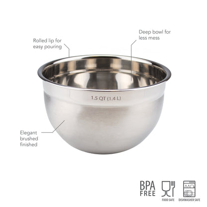 Stainless Steel Mixing Bowl 1.5 QT