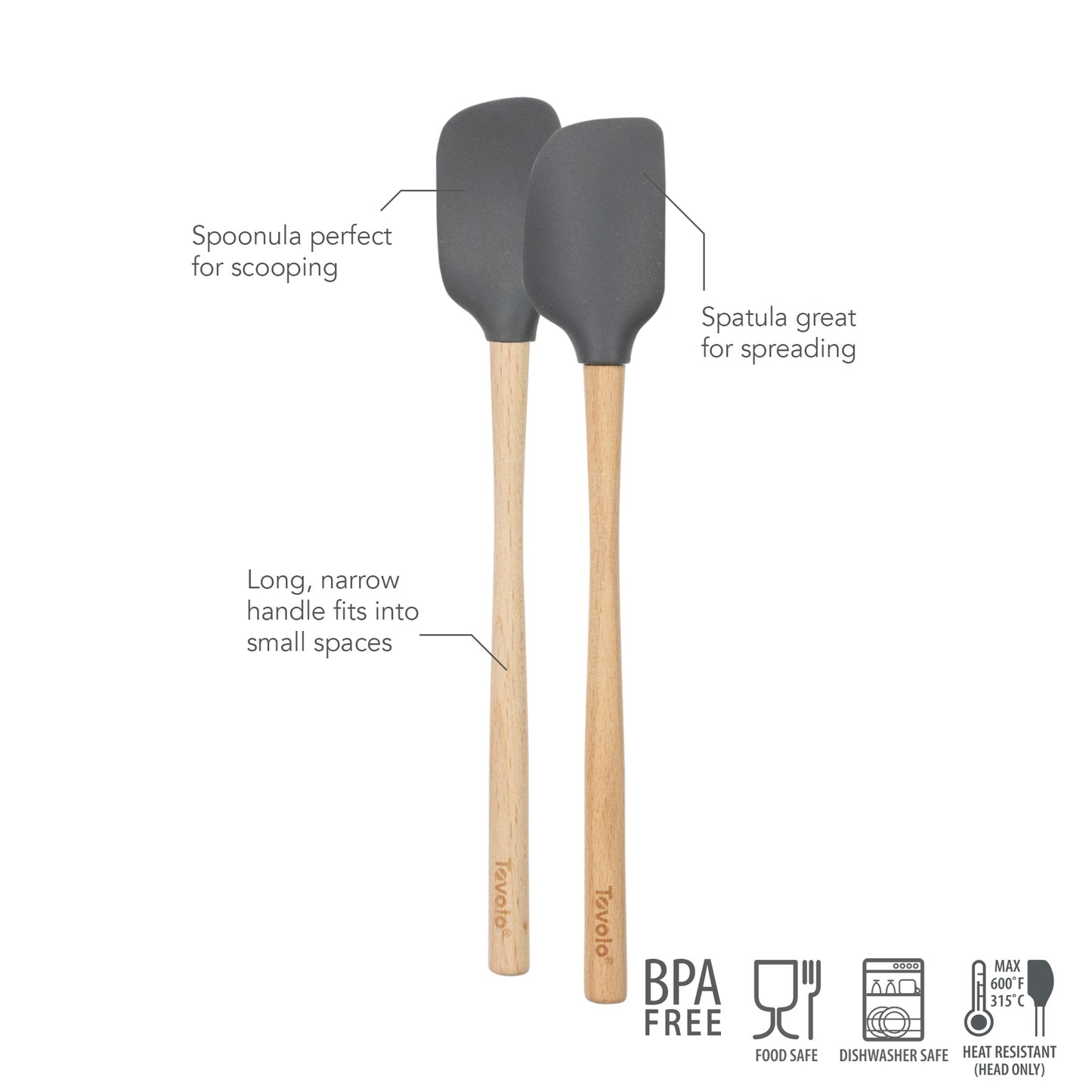 Flex-Core® Mini Spatula + Spoonula with Wood Handle
