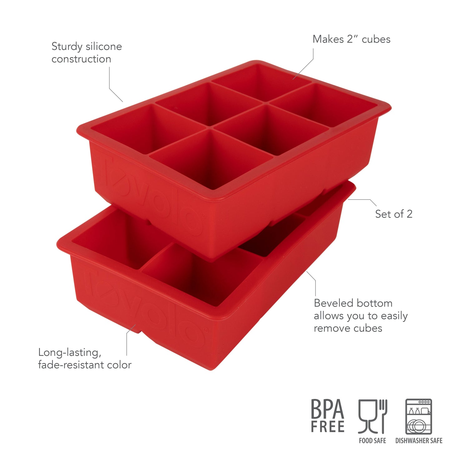Tovolo King Cube Silicone Ice Molds - Set of 2