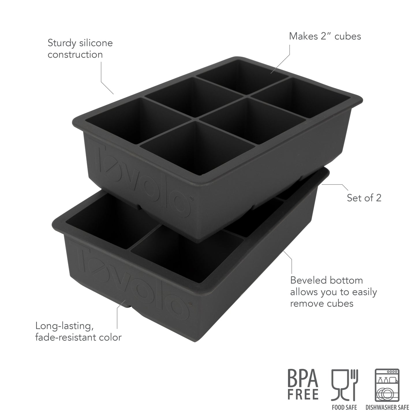Tovolo King Cube Silicone Ice Molds - Set of 2