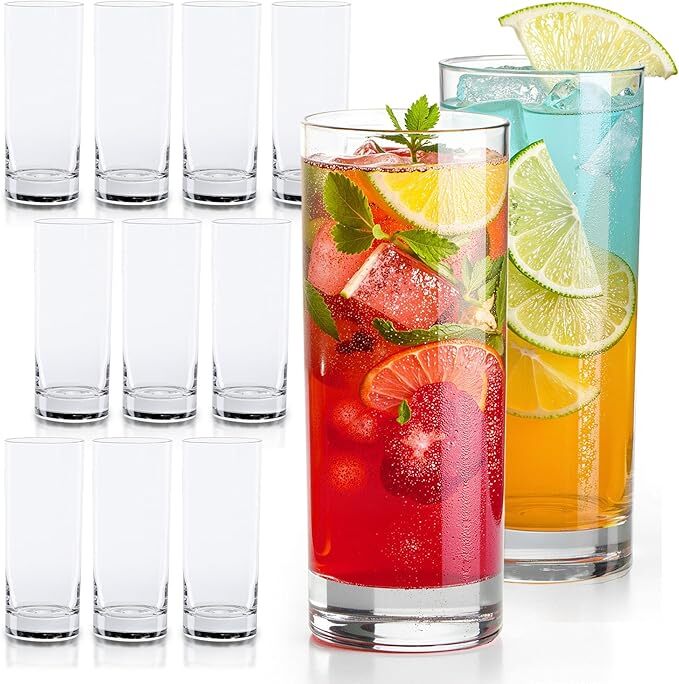 Lemonsoda - Highball Glasses Heavy Base Tom Collins Glasses - 12/15-Ounce Cups