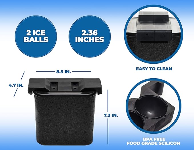Lemonsoda - Premium Round Sphere Ice-Cube Maker Mold- 2 Crystal Clear Ice Cubes