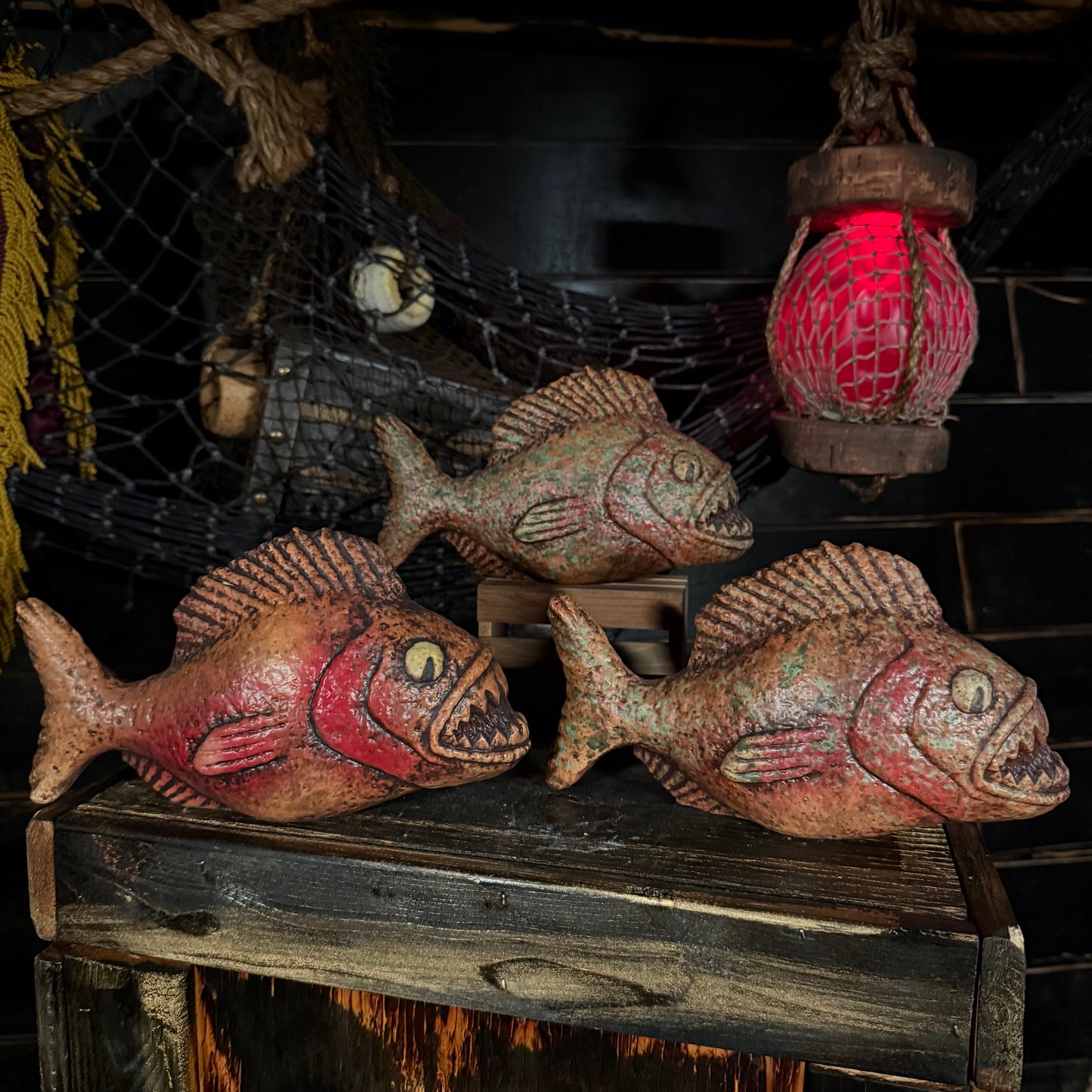 Jungle River Piranha ceramic Tiki Mug - 3 Limited Editions of 275 Combined - Made in USA - Ready to Ship! - (FREE Shipping in U.S.)