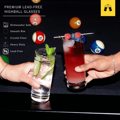 Lemonsoda - Highball Glasses Heavy Base Tom Collins Glasses - 12/15-Ounce Cups