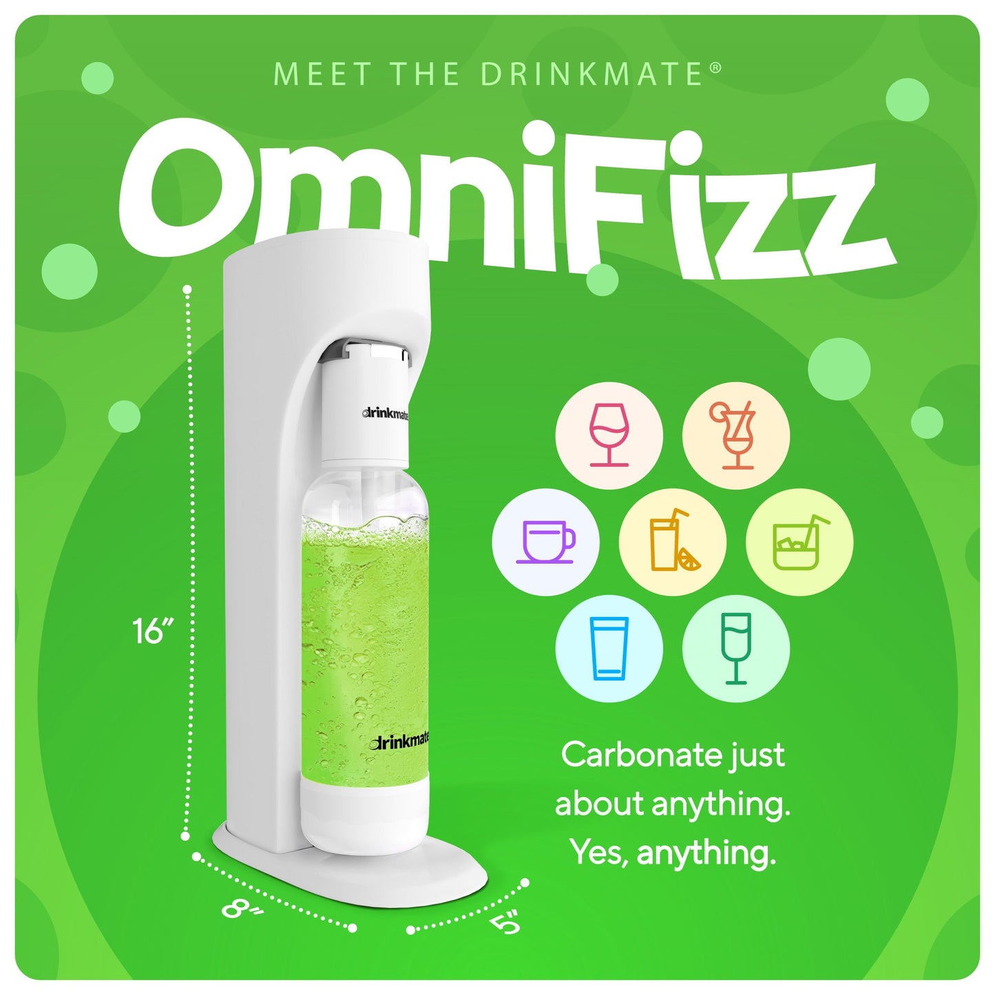 OmniFizz Without CO2, Sparkling Water and Soda Maker, Carbonates ANY Drink