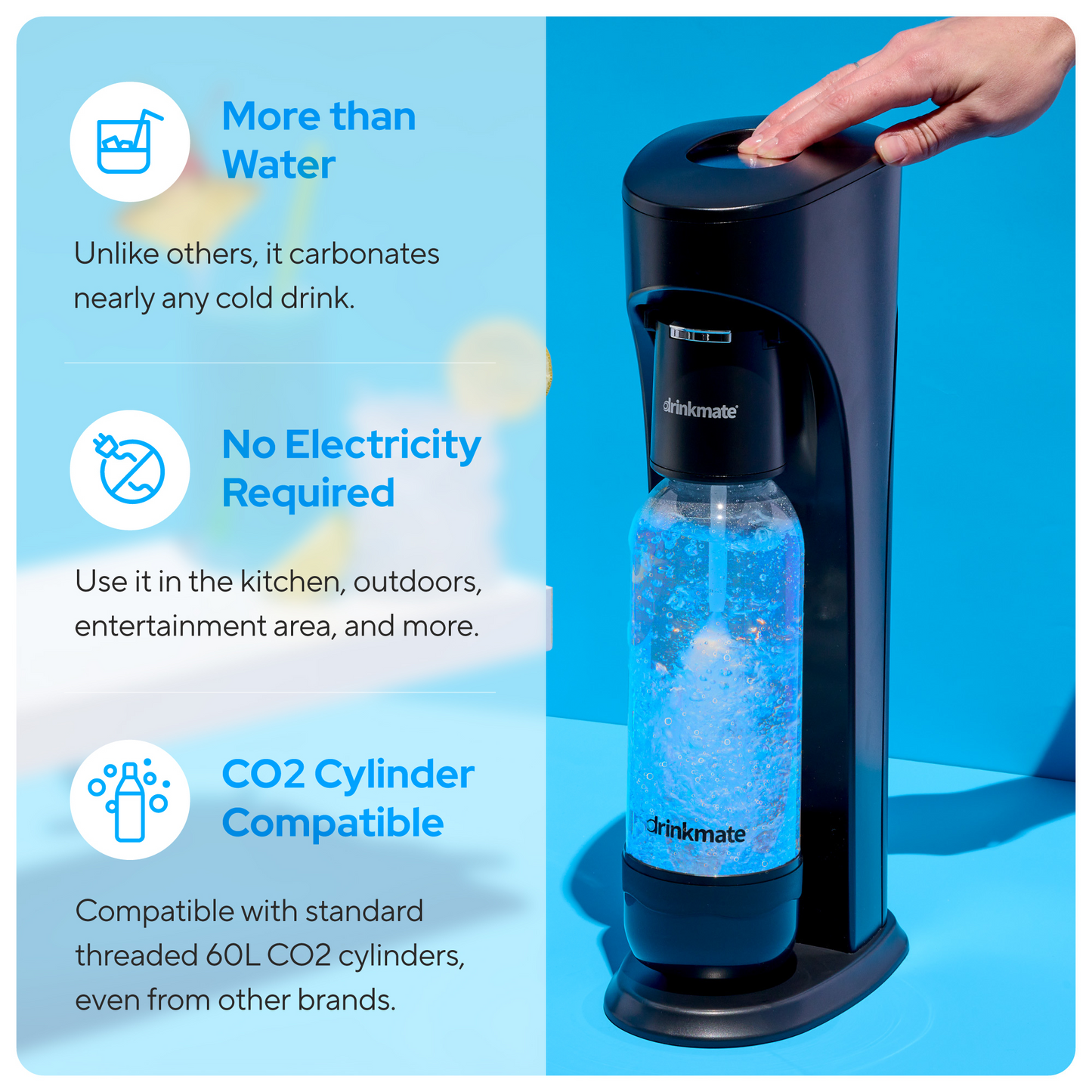 OmniFizz FOUR CYLINDER BUNDLE, Sparkling Water and Soda Maker, Carbonates ANY Drink