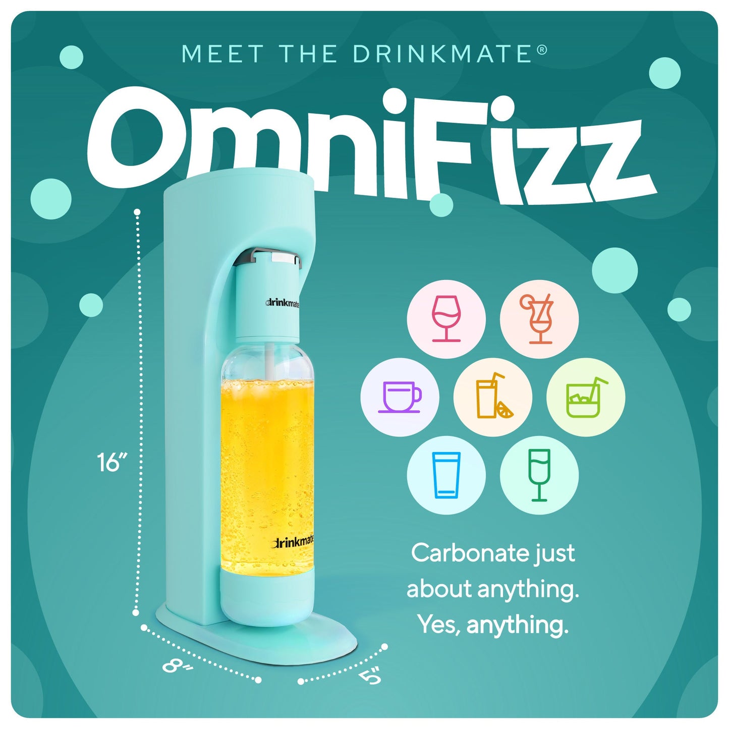 OmniFizz SPECIAL BUNDLE, Sparkling Water and Soda Maker, Carbonates ANY Drink