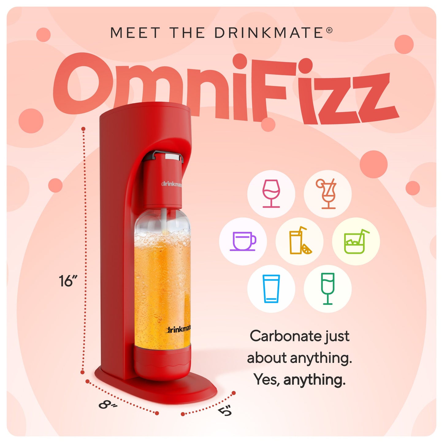 OmniFizz Without CO2, Sparkling Water and Soda Maker, Carbonates ANY Drink